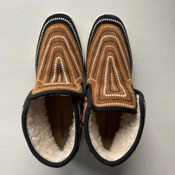 NEW Bernardo Drea Embroidered Bootie Black Brown Tobacco Suede Women's Size 7.5 - Picture 8 of 13